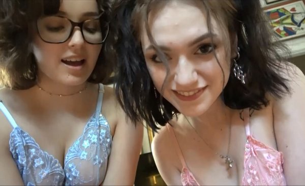 Horny StepSis With Girlfriend Want See Your Cock - Gracie Gates, Leana Lovings