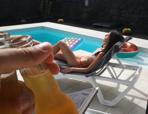 Sex Near Pool With Beer - MySweetApple