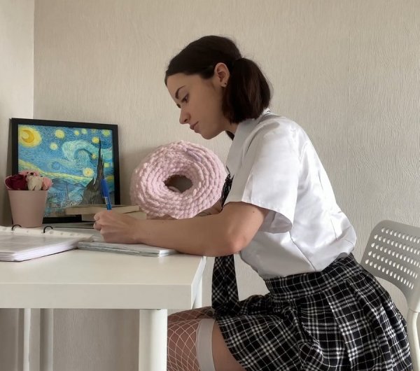 Sex With A Cute Schoolgirl In A Skirt And Pigtails - Taya Sia