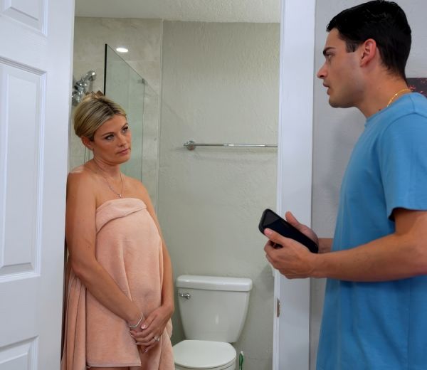 Stepson Spies on His Stepmother in the Shower - Ellie Tay