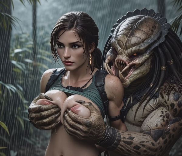 Lara Croft VS Predator - AIPorn